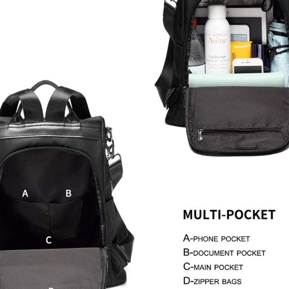 Black anti-theft backpack - Picture 6 of 7